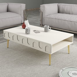Hanah Home Lyon 33 Mesa de Centro Crema y Oro